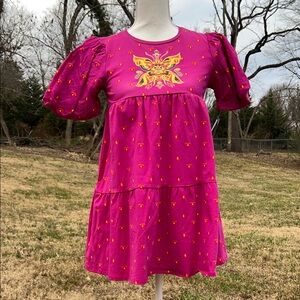 Charming Pink Kids Dress with Butterfly Motif